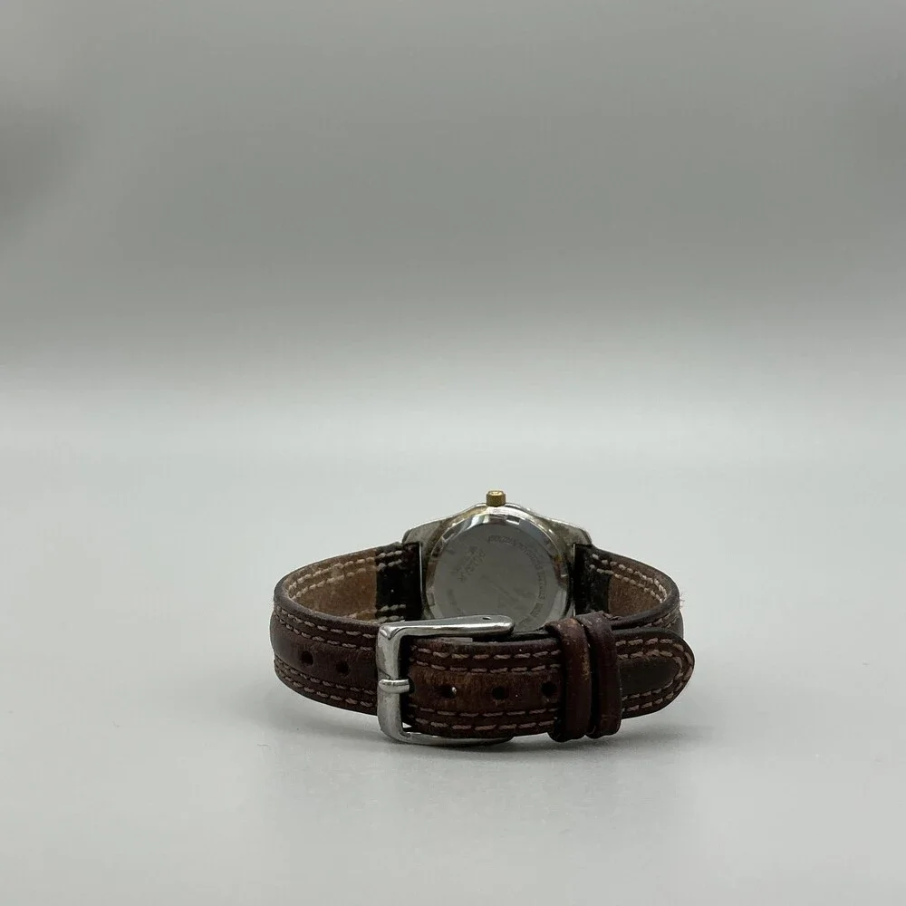 Vintage Pulsar Womens Watch 28mm Green Dial Brown Leather Diver Date New Battery